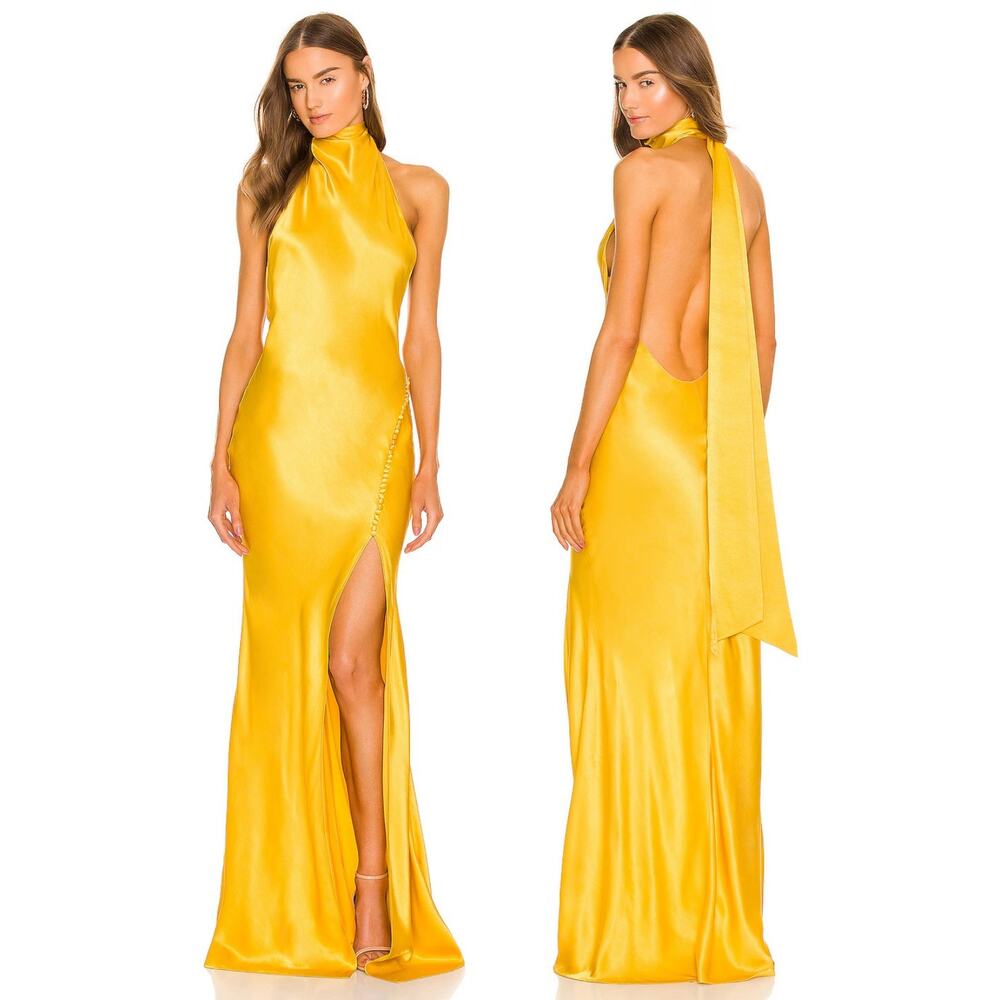 Sau Lee Penelope Gown Halter Maxi Satin Party Formal Gala Prom Hoco Evening 6